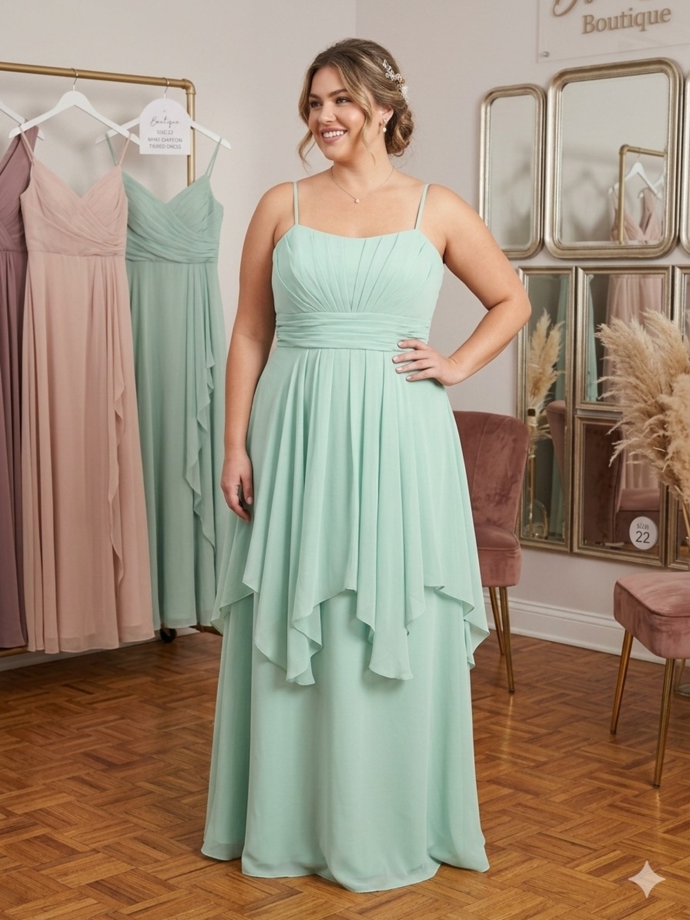 Sleeveless Mint Green Chiffon Occasion Dress